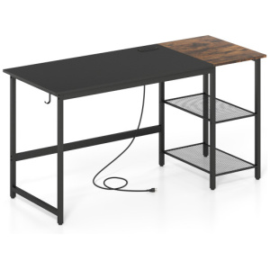 59 Inch Home Office Computer Desk with Removable Storage Shelves-Black