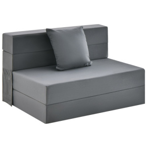 6 Inch Tri-fold Sofa Bed Folding Mattress with Pillow-Dark Gray