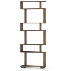 6-Tier Bookcase with Anti-Tipping Kit-Walnut