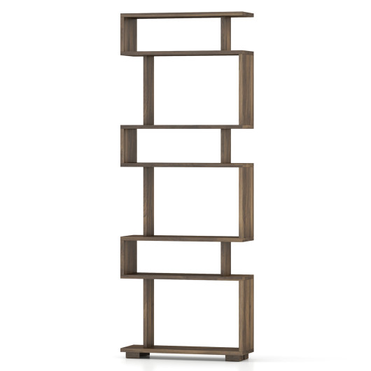 6-Tier Bookcase with Anti-Tipping Kit-Walnut