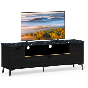 63 Inch TV Stand with Flip Door Cabinet for TVs up to 75 Inch-Black