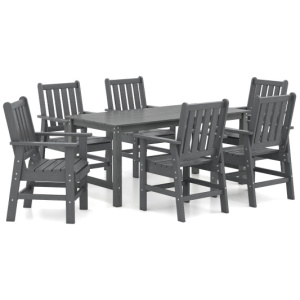 7 Pieces Patio Dining Set Outdoor HDPE Weather Resistant Table and Chairs Set-Grey