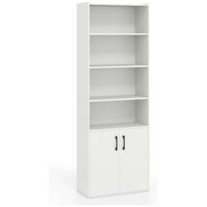 70 Inch Bookcase 6-Tier with Adjustable Shelves and 2-Door Cabinet-White