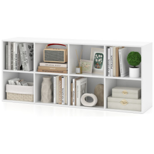 8-Cube Bookcase Bookshelf with 2 Anti-Tipping Kits Storage Organizer-White