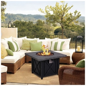 AFTERGLOW Criss Cross Design Outdoor Fire Pit Table, Black