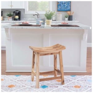 Acacia Saddle Counter Height Bar Stool, Natural