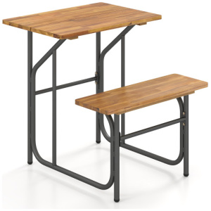 Acacia Wood Patio Table Bench Set One-Side Picnic Table and Seat