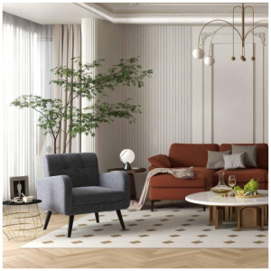 Accent Chair + Side Table + L-Shaped Sectional Sofa /3-Piece Modern Living Room Furniture Set/