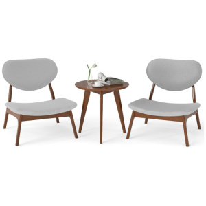Accent Chairs Set of 2 with Side Table and Solid Wood Frame-Gray