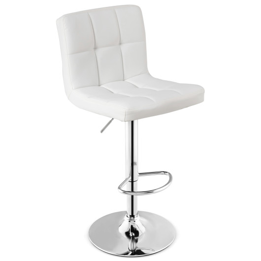 Adjustable Swivel Bar Stool with PU Leather-White