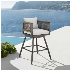 Alegria Outdoor Patio Swivel Bar Stool, Light Gray