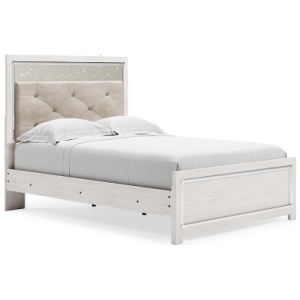 Altyra Full Panel Bed with Upholstered Headboard, White