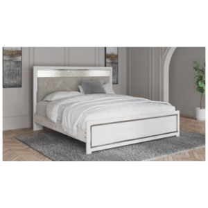 Altyra King Panel Bed with Upholstered Headboard, White
