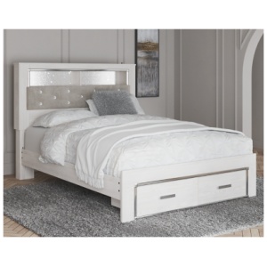 Altyra Queen Upholstered Bookcase Bed with Storage, White