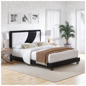 Anchor Queen Upholstered Faux Leather Platform Bed, White