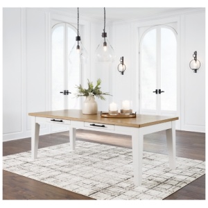 Ashbryn Dining Table, White/Natural, Wood