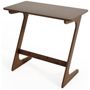 Bamboo Z-Shaped Spacious Sofa Side Table with Space-Saving Tabletop-Brown