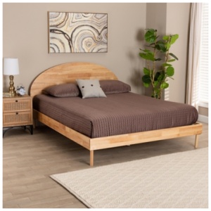 Baxton Studio Denton Queen Panel Platform Bed, Natural Brown