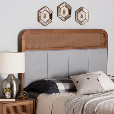 Baxton Studio Esti King Panel Headboard, Light Gray/Ash Walnut