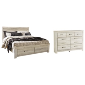Bellaby King Platform Bed with 2 Storage Drawers with Dresser, Whitewash