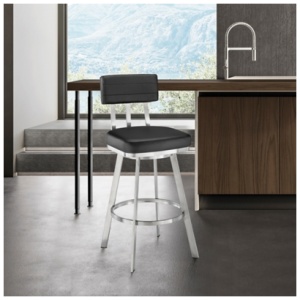 Benjamin Swivel Counter Stool, Black/Chrome