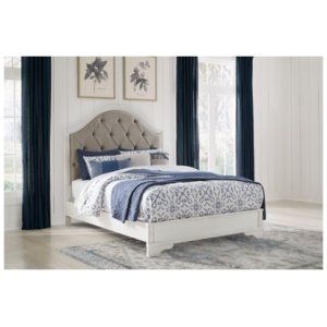 Blendon Queen Upholstered Panel Bed, Rustic Brown