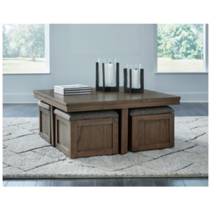 Boardernest Coffee Table with 4 Stools, Brown