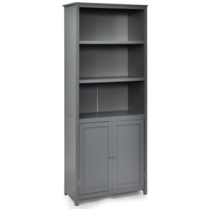 Bookcase Shelving Storage Wooden Cabinet Unit Standing Display Bookcase with Doors-Gray