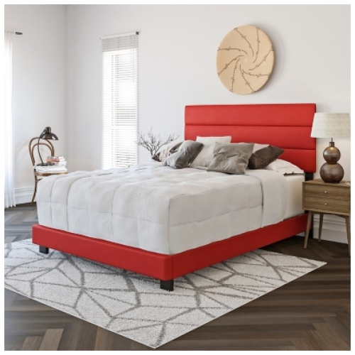 Brayan Upholstered Faux Leather Platform Bed