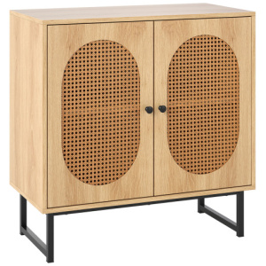 Buffet Cabinet Rattan Storage Cabinet with 2 Doors and Adjustable Shelf-Natural