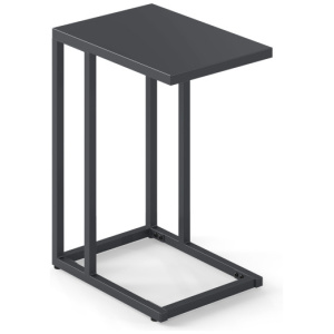 C-Shaped Side Table with Adjustable Foot Pads for Living Room Bedroom-Dark Gray