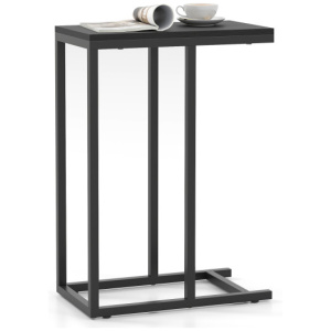 C-shaped End Table Slide Under Couch TV Tray for Coffee Laptop Tablet