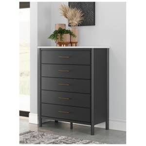 Cadmori 5 Drawer Chest of Drawers, Black/White