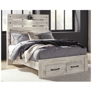 Cambeck Full Panel Bed with 2 Storage Drawers, Whitewash