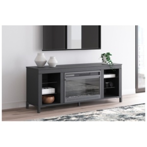 Cayberry 60" TV Stand with Electric Fireplace, Black