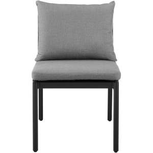 Cayman Outdoor Patio Dining Chairs in Aluminum with Gray Cushions - Set of 2