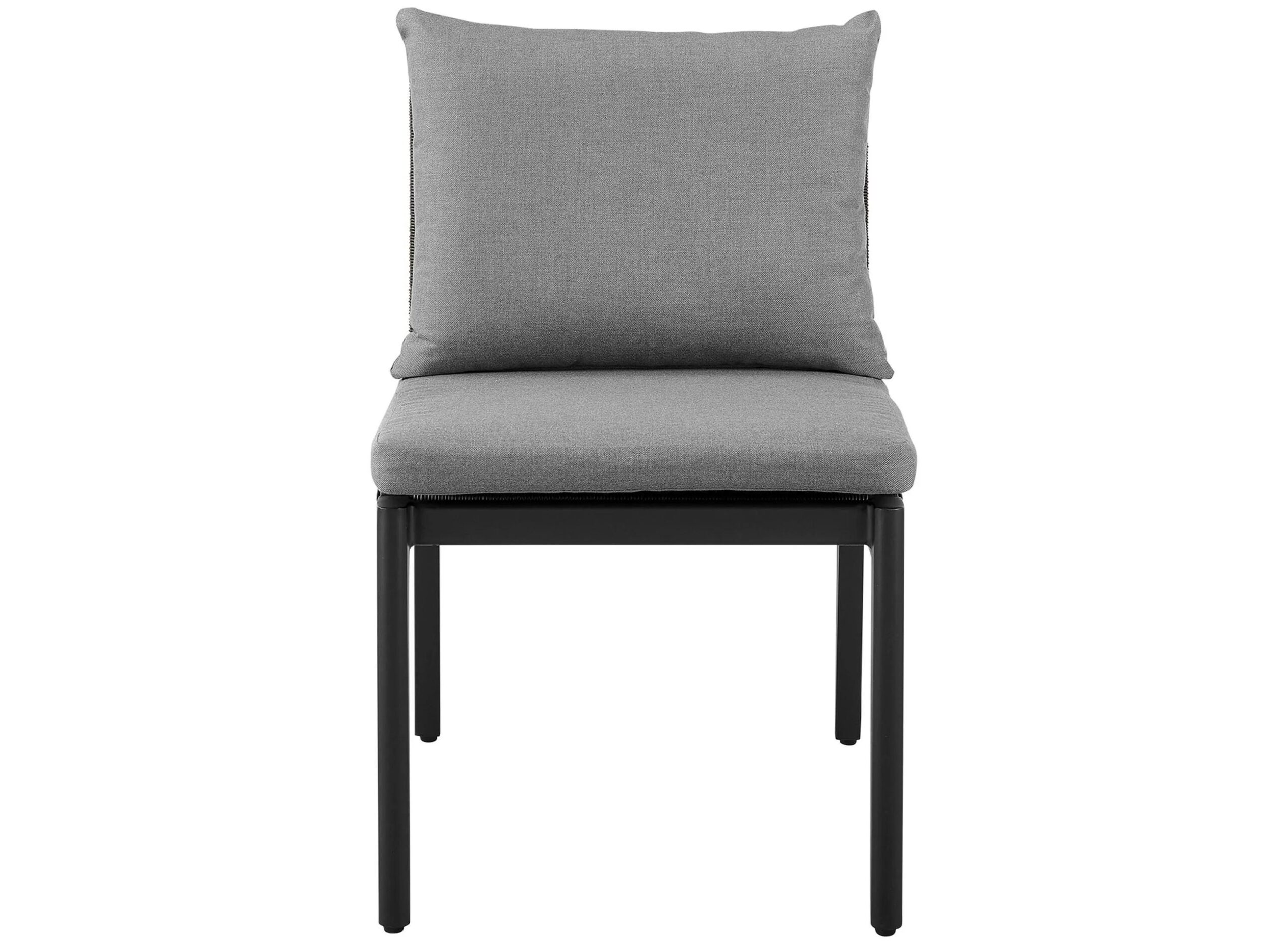 Cayman Outdoor Patio Dining Chairs in Aluminum with Gray Cushions - Set of 2