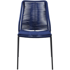 Clip Indoor Outdoor Stackable Steel Dining Chair with Blue Rope - Set of 2