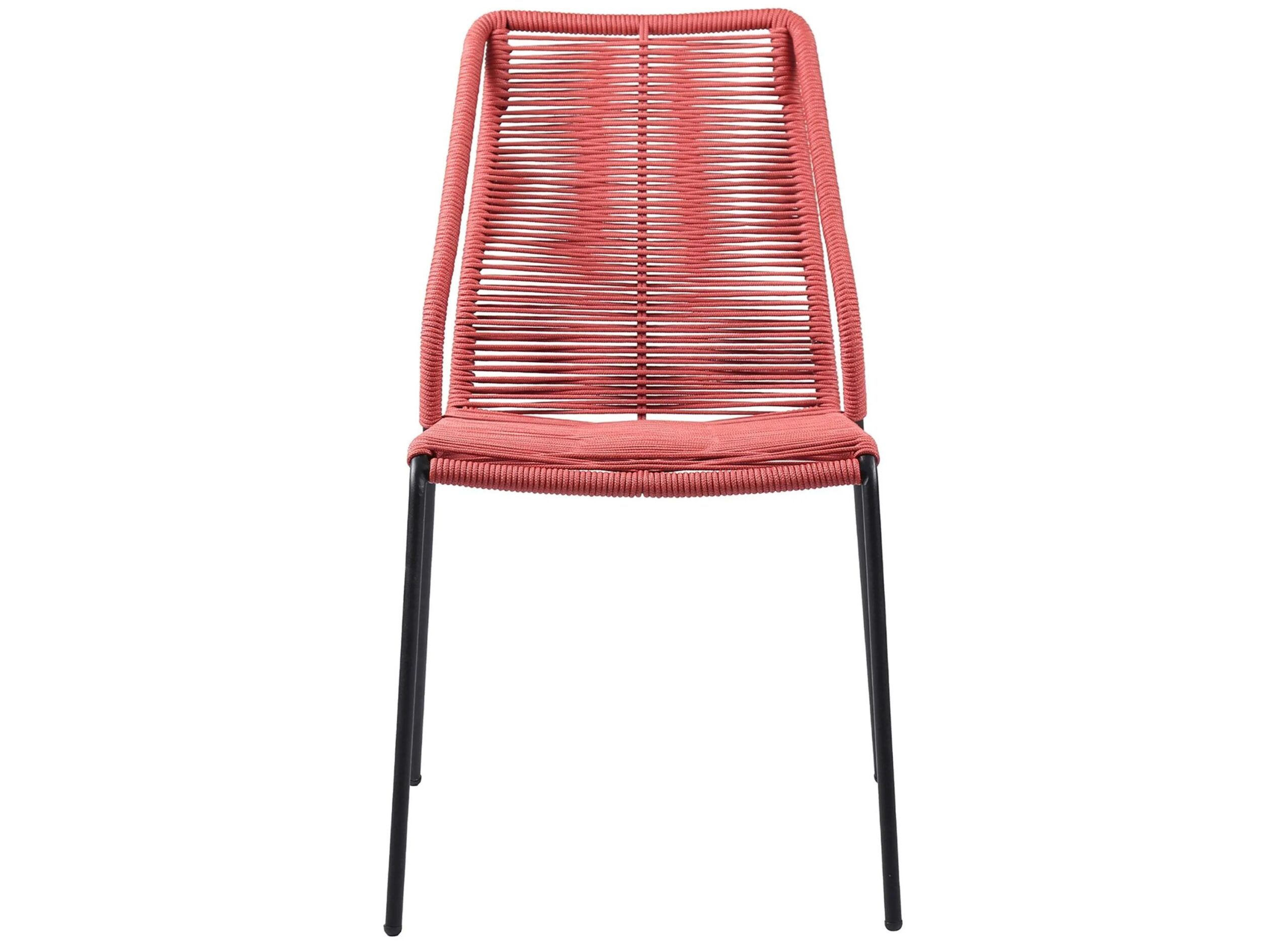 Clip Indoor Outdoor Stackable Steel Dining Chair with Brick Red Rope - Set of 2