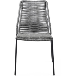 Clip Indoor Outdoor Stackable Steel Dining Chair with Gray Rope - Set of 2