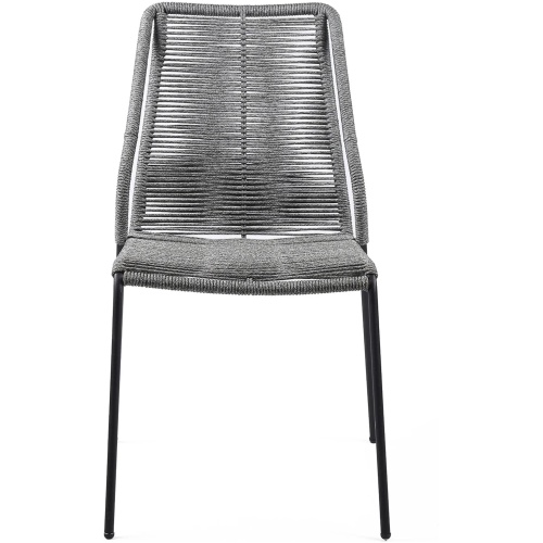 Clip Indoor Outdoor Stackable Steel Dining Chair with Gray Rope - Set of 2