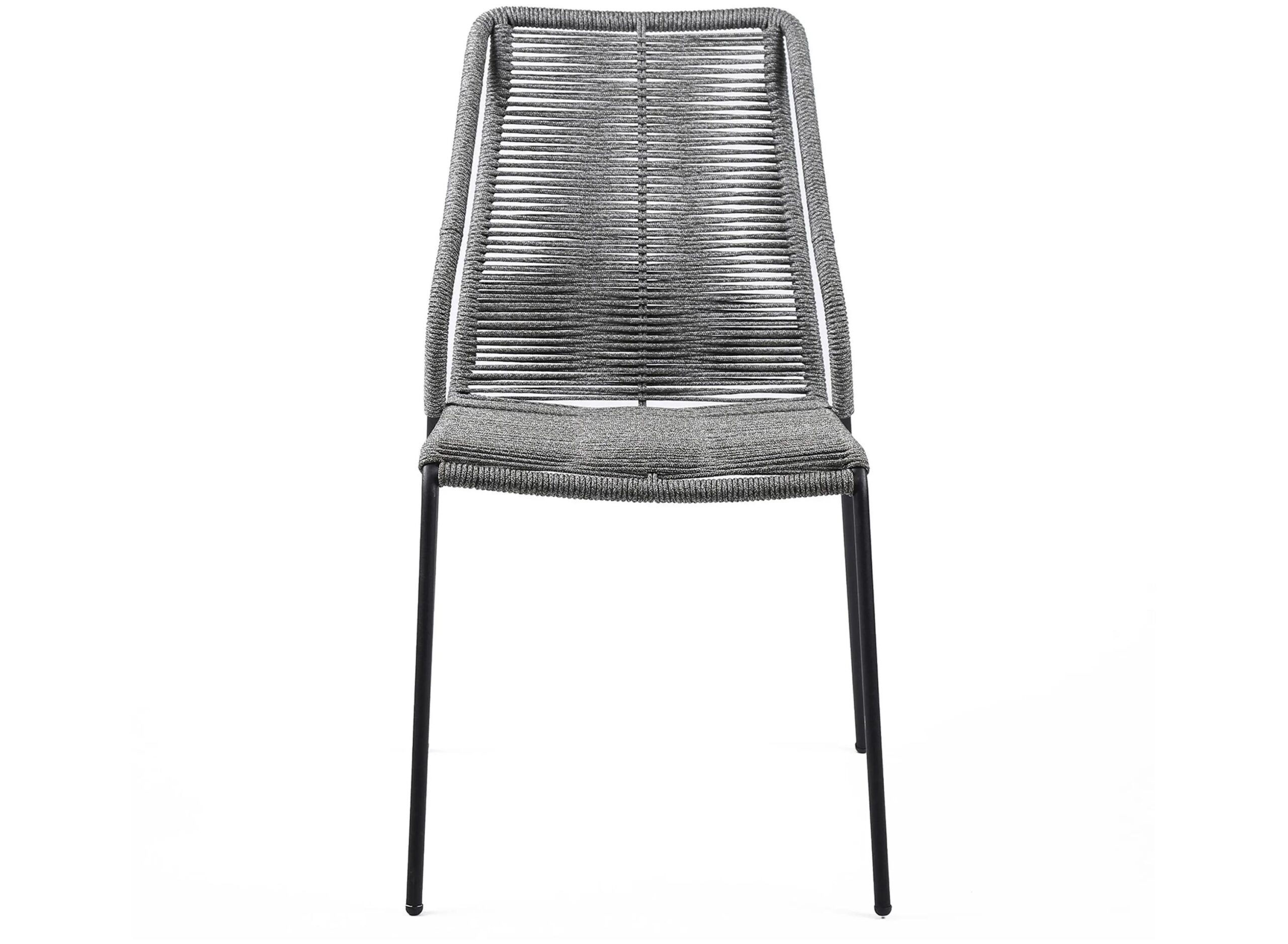 Clip Indoor Outdoor Stackable Steel Dining Chair with Gray Rope - Set of 2