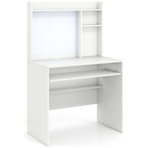 Compact Office Computer Desk with Hutch Magnetic Whiteboard-White