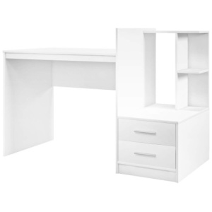 Computer Desk Home Office with Bookshelf and Drawers-White
