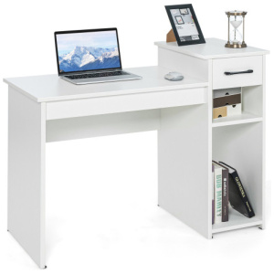 Computer Desk PC Laptop Table with Drawer and Shelf-White