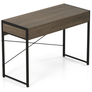 Computer Desk with 2 Drawers 44 Inch Home Office Desk with Metal Frame-Oak