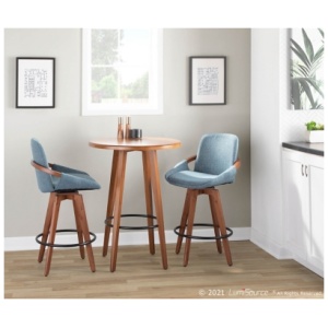 Cosmo Counter Height Bar Stool, Walnut/Blue/Black
