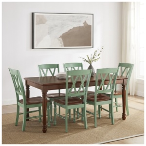 Crosley Furniture Shelby Dining Table and 6 Chairs, Distressed Teal