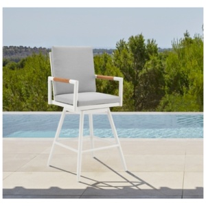 Crown Outdoor Patio Swivel Counter Stool, Light Gray