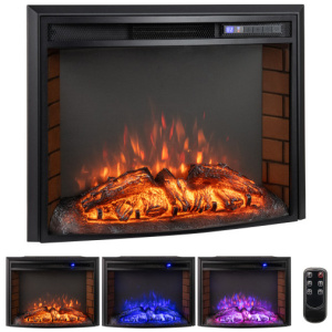 Curved Recessed Electric Fireplace Insert with Remote Control and Overheat Protection-26 Inch